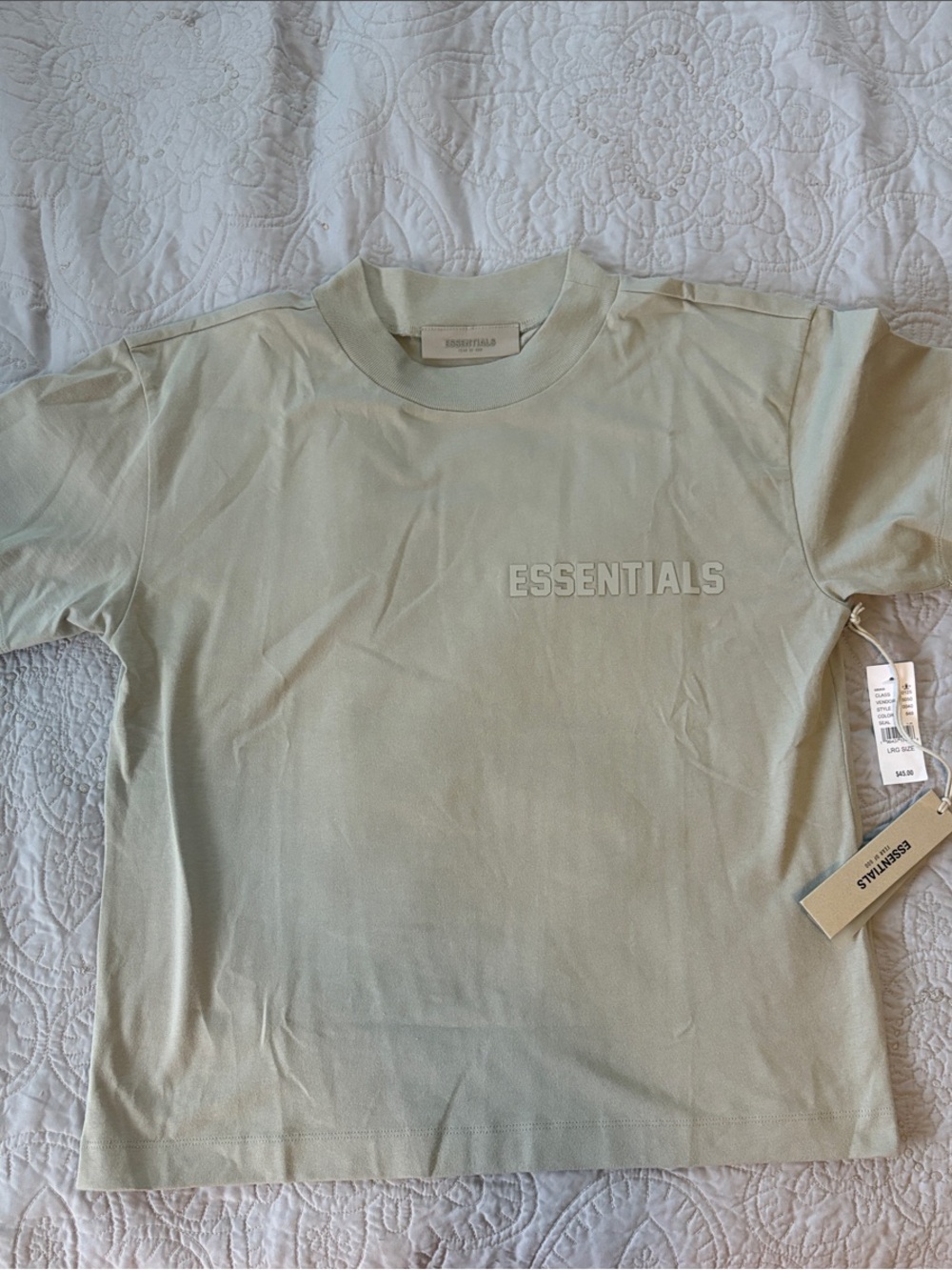 NWT ESSENTIALS Sage Green Logo Crew Tee